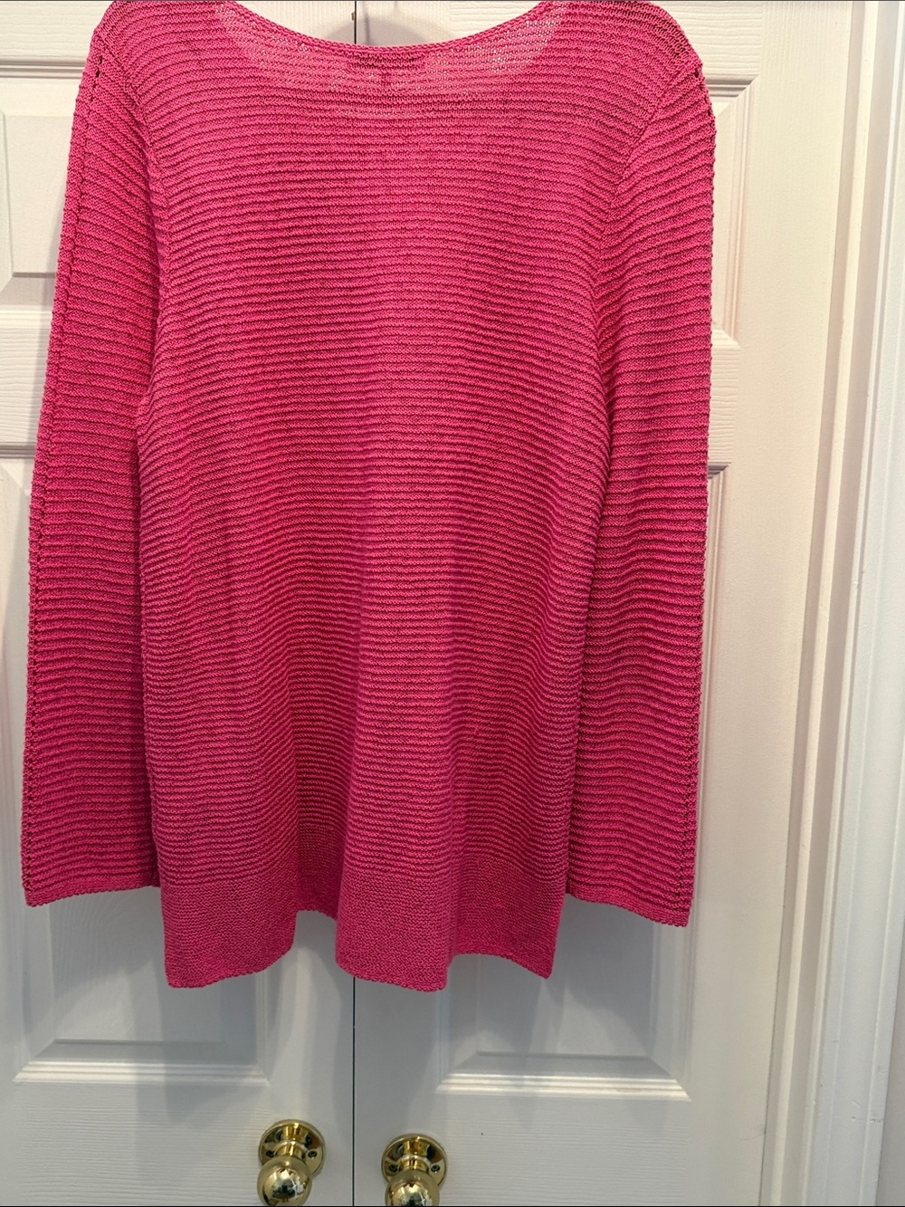 ZOZO Scoop-Neck Button-Accent Sweater in Bright Fuchsia - Picture 6 of 7